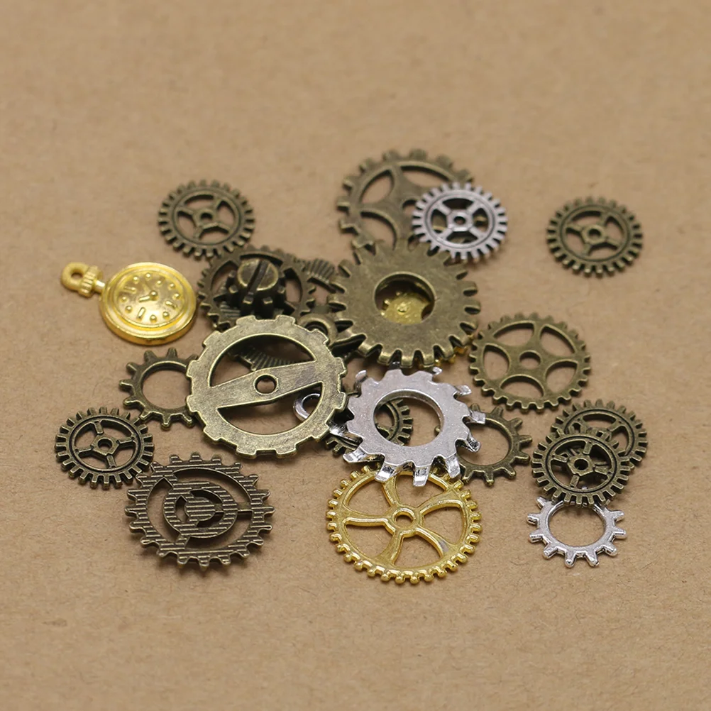 

50pcs Assorted Steampunk Gears Charms Pendant Clock Watch Wheel Gear for DIY Crafting Jewelry Making Accessory (Mixed