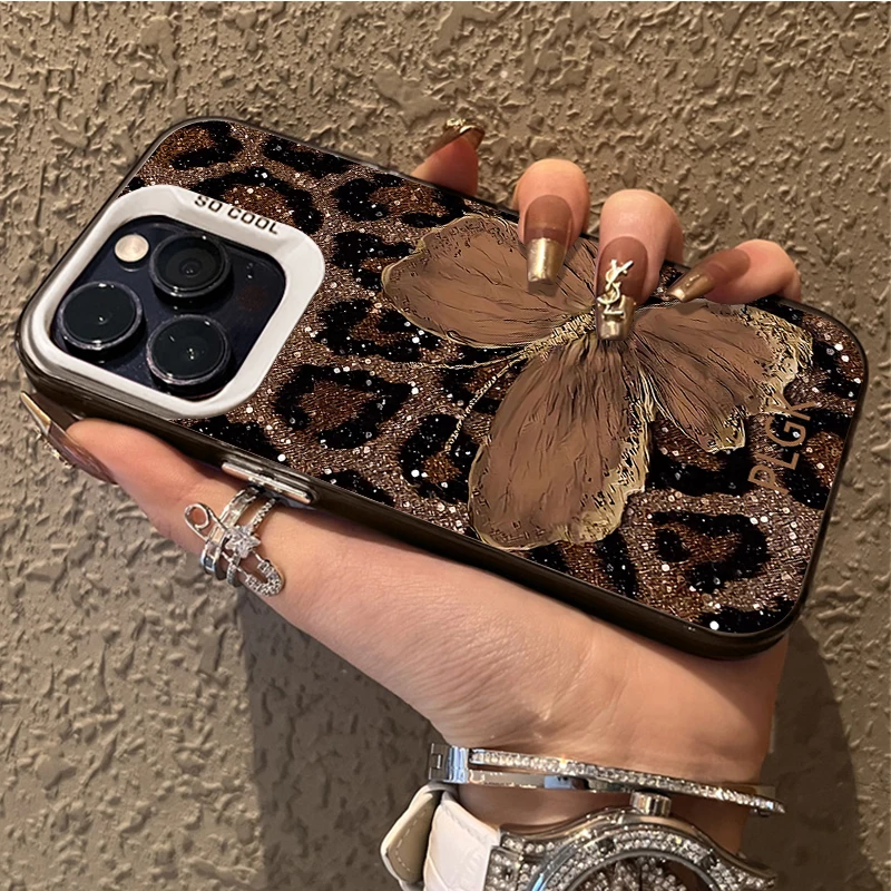 Leopard Print Butterfly Phone Case