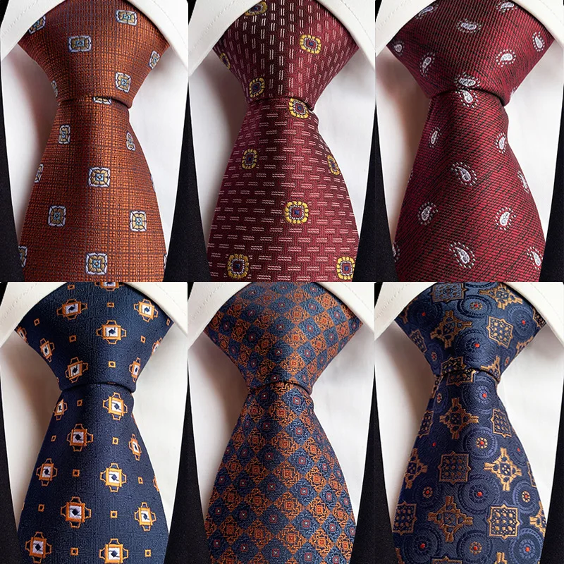 

Luxury Ties For Men 8cm Vintage Tie Paisley Plaid Necktie Cravat Brown Man Casual Suit Neckties Wedding Party Slim Tie Gravatas