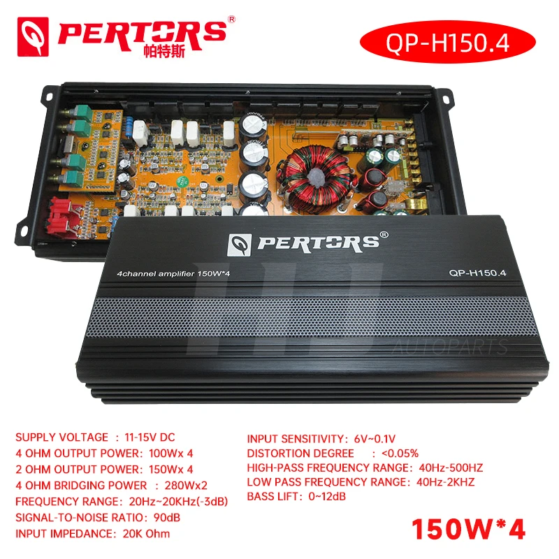 1pcs Car Power Amplifier 4*150w Audio Midrange Treble Sub Woofer