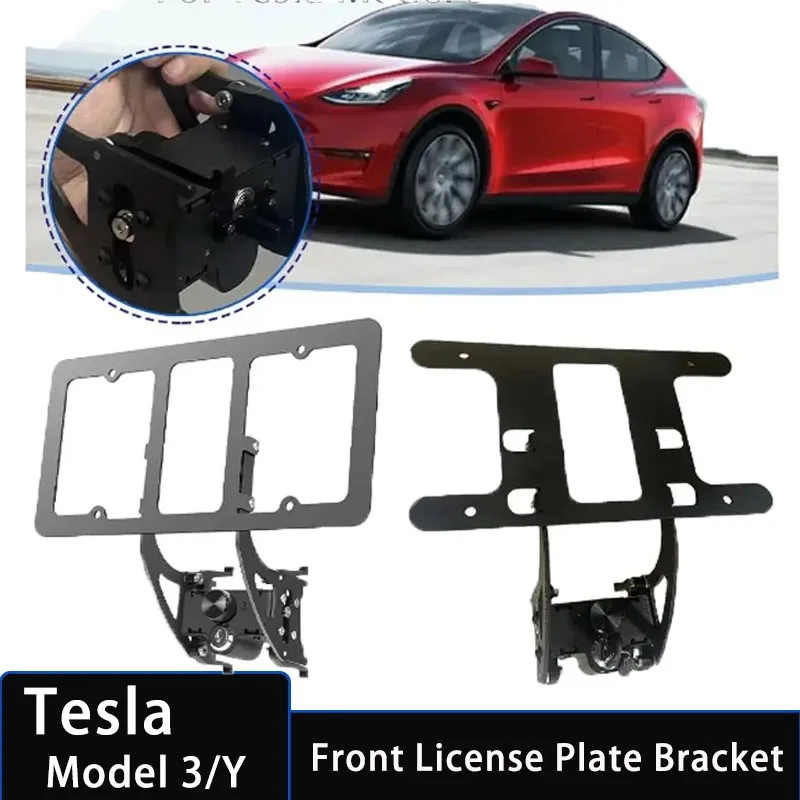 

License Plate Holder With Anti-Theft Features Front License Plate Bracket Mounting For Tesla Model 3/Y 2017-2023