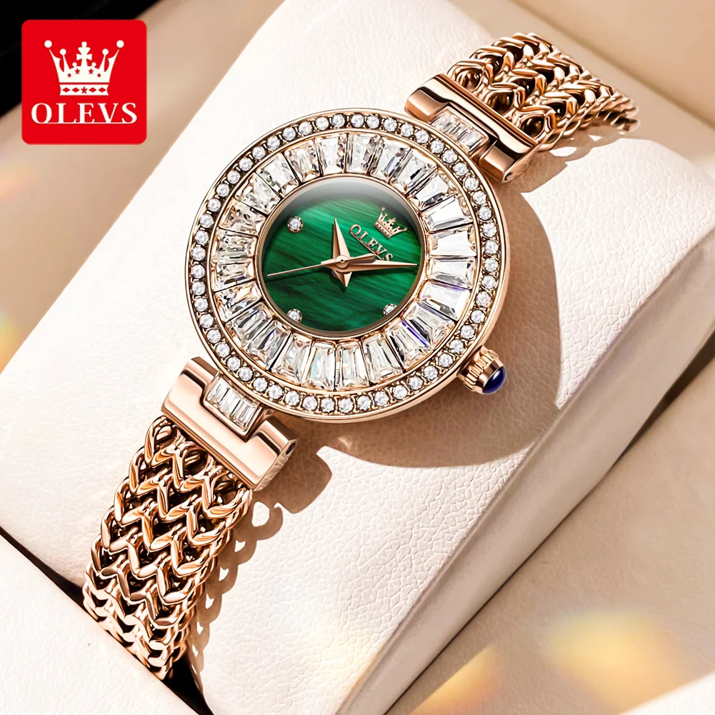 

OLEVS New Elegant Women's Watches Diamond Dial Waterproof Quartz Watch Romantic Bracelet Set Fashion Original Brand Female Watch