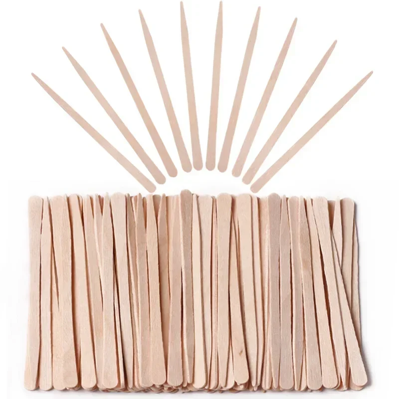 100 Pieces Disposable Wood Stick Beauty Spatulas Log Hair Removal Wax Coating and Scraping Tool Eyebrow Trimming Wooden Stick 3