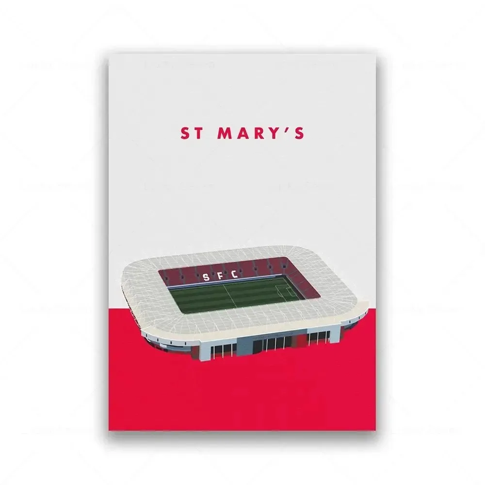 Minimalist Football Stadium Canvas Wall Art - Soccer Ground Sports Fan Unframed Poster