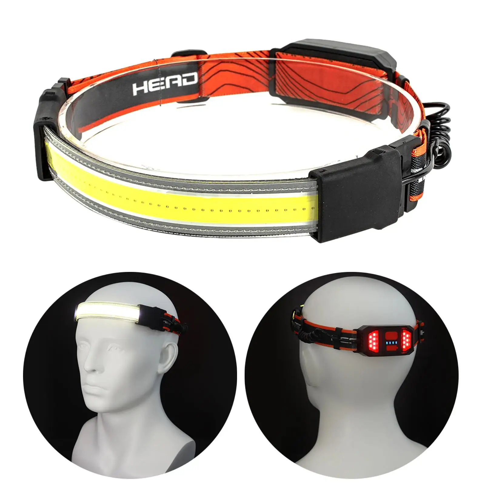 Bright COB+LED Headlamp Torch Flashlight 3 Modes Head Band Lamp for Camping