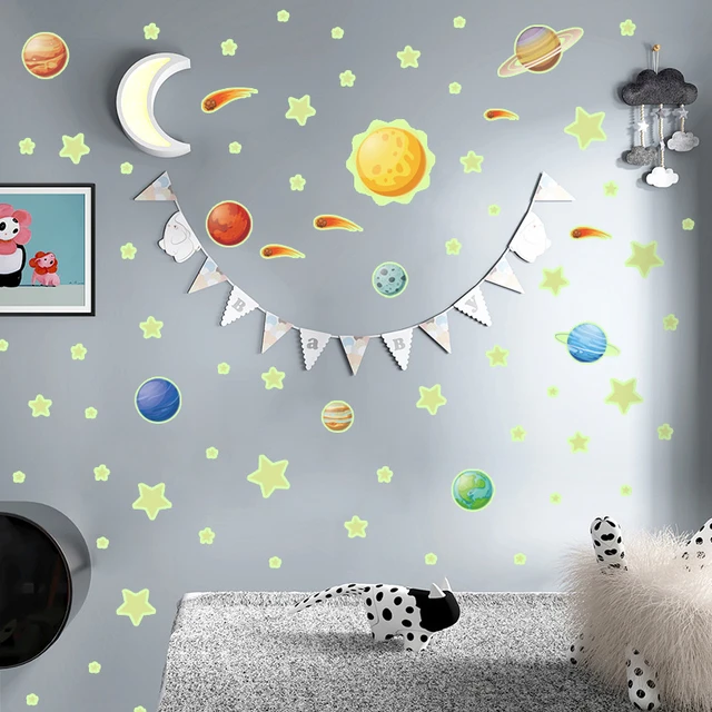 Luminous Cartoon Sun Stars Glow In The Dark Stickers Fluorescent Wall  Stickers For Kids Rooms Bedroom Nursery Ceiling Wall Decor - Wall Stickers  - AliExpress