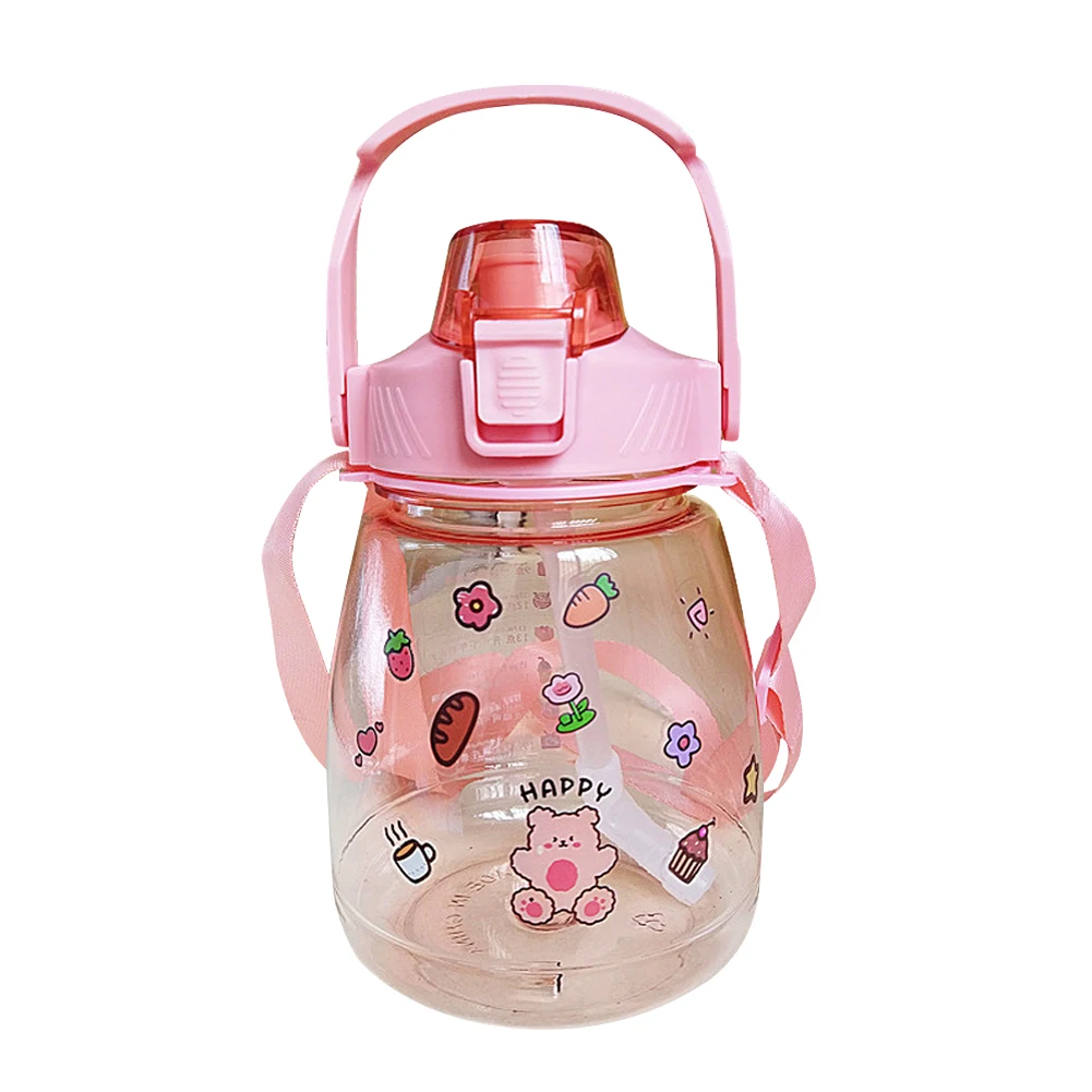 Cheers US 1300ml Kawaii Water Bottle for Girls Cute Kids Water Bottles with  Straw Square Drinking Bottle, Portable Leakproof Water Jug for School 