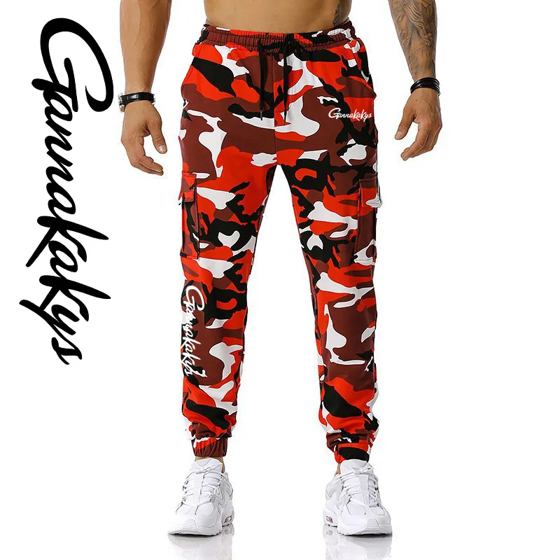 Four Seasons New Fishing Pants Men's Outdoor Sports Camo Jogging Pants Breathable Running Bicycle