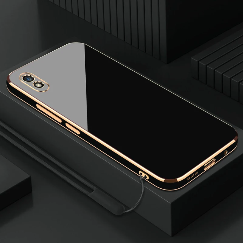 Luxury Square Plating Shockproof Silicone Back Cover
