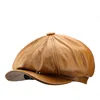 Winter Autumn Real Leather Newsboy Cap For Men British Style Artist Cap Outdoor Street Fashion Women Hat Leisure Beret Caps 4