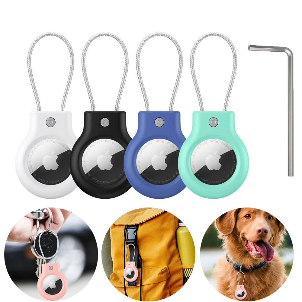 Premium 360° Protective AirTag Cover with Metal Keychain and Hex Wrench Kit