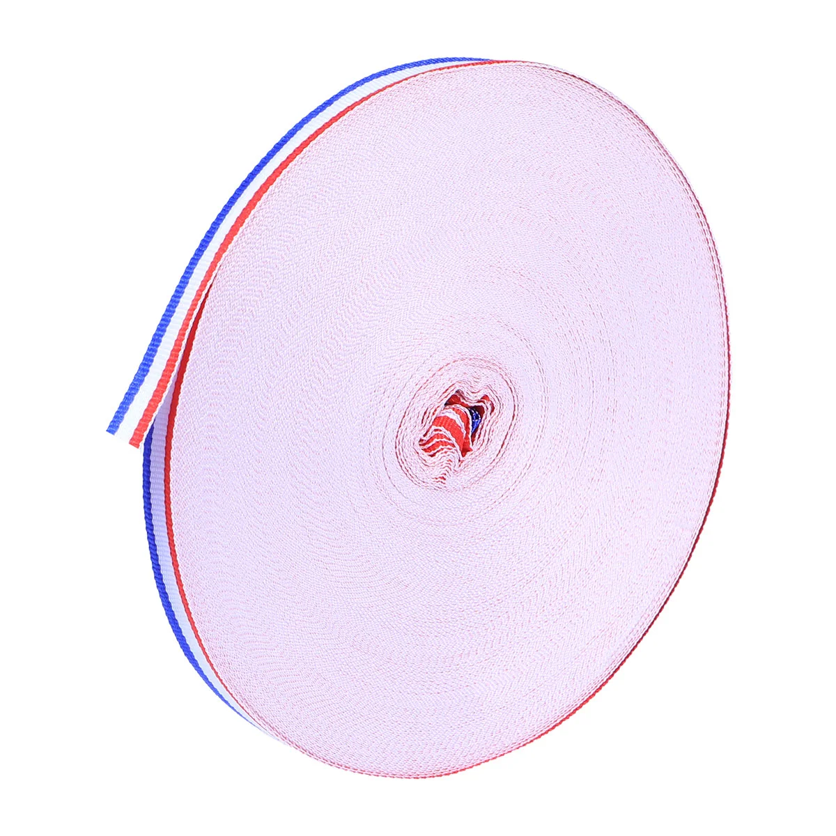 

50m Sewing Flat Strap Band Roll 1cm Knitting Braided Rope DIY Crafting String Cord for Earloop Clothes Pants Red White and Blue