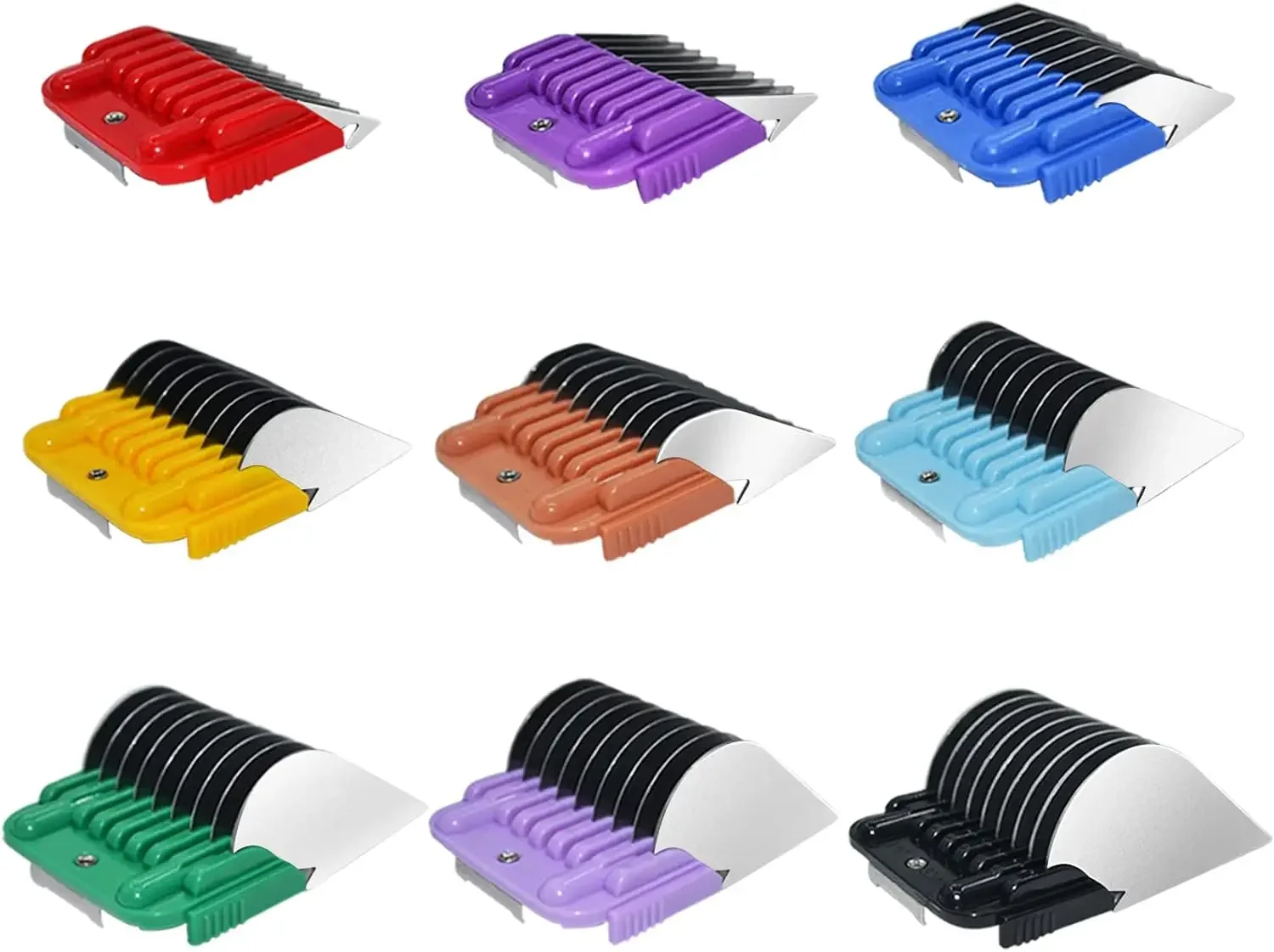 9pcs Animal Stainless Steel Guide Comb Set 10#/15#/30# Detachable Blade Fit Andis Oster A5 Wahl KM Series Clipper animal attachment comb