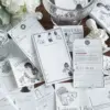 50pcs vintage long strip tickets tearable white kraft paper sticky notes notebook DIY handmade material scrapbook 4