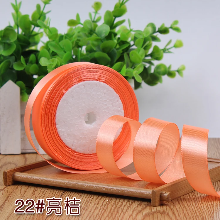 Vibrant Yellow Orange Gold Silk Satin Ribbons for Festive Gift Wrapping and Wedding Décor
