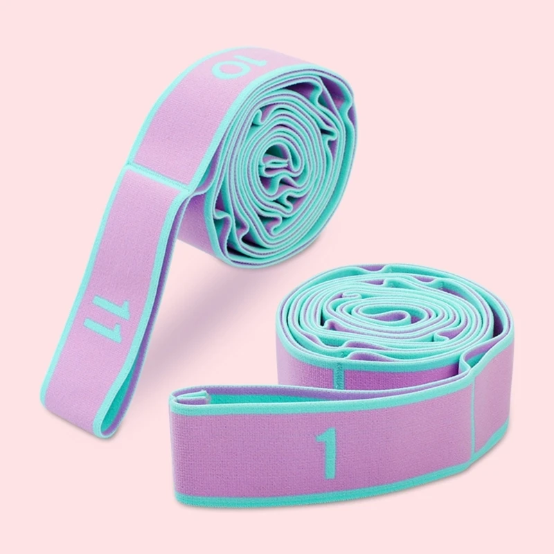 물리 치료 피트니스용 요가 스트랩 탄성 스트레칭 스트랩(9개 루프 포함)