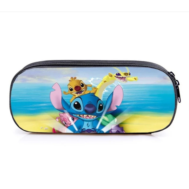 Disney Cartoon Lilo & Stitch Thème Grande Capacité Crayon Étui Pu Cuir  Double Couche Crayon Pochette Stylo Organisateur École Papeterie Sac Cadeau  Pour Enfants B