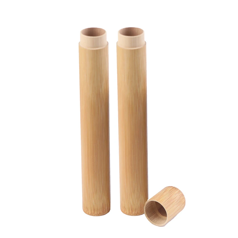 Toothbrush Holder Toothbrush Case 2pcs 21*2.7cm Eco Friendly Round Travel Adult Natural Bamboo Toothbrush Tooth Brush Tube Holder Box Case