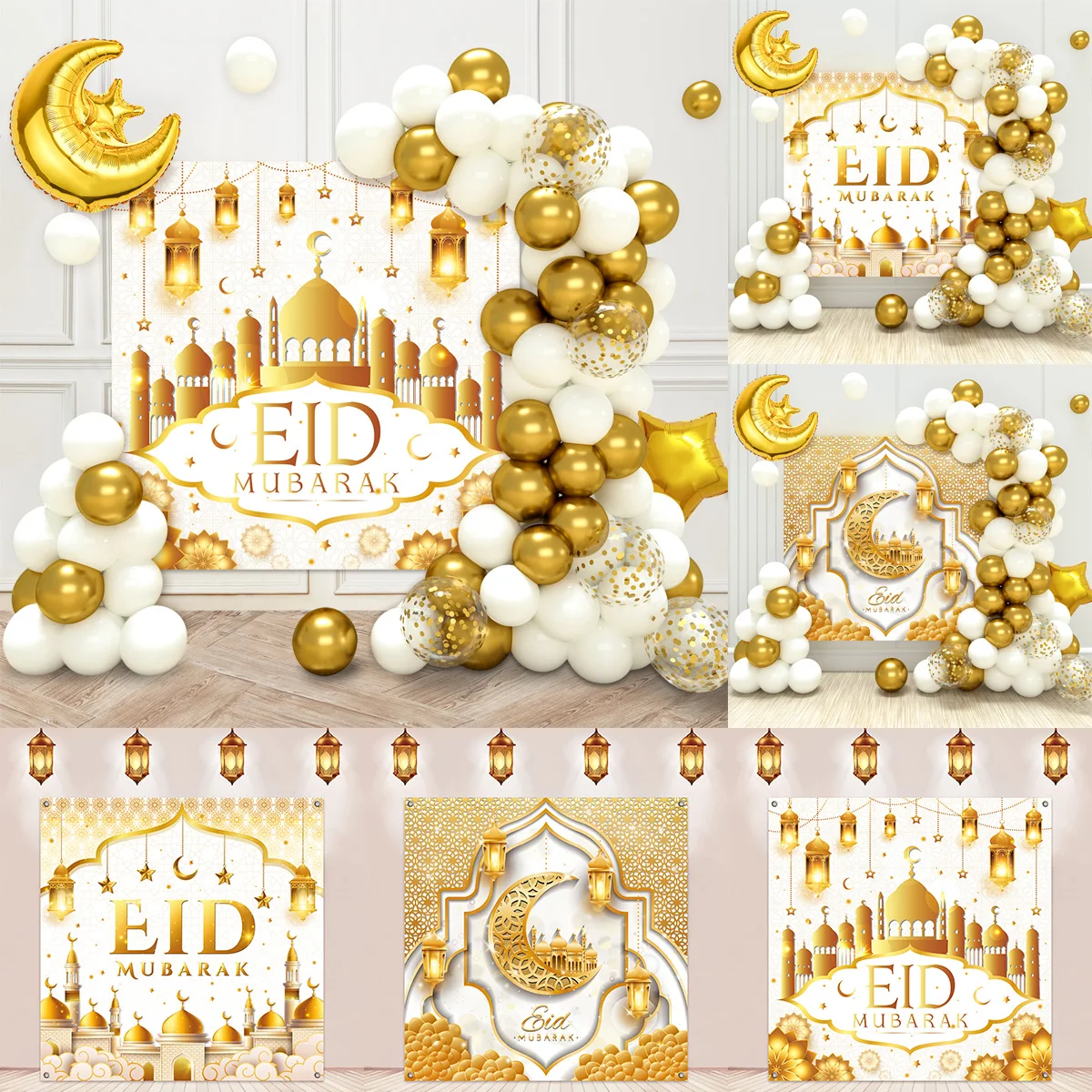 Eid Mubarak Balloons Background Ramadan Decoration 2024 Ramadan Kareem Party Eid Mubarak Muslim Islamic Decor Happy Eid Al Adha images - 6