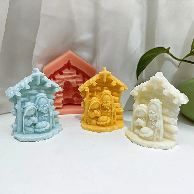 Abstract Holy Family Nativity Soap Mold Handmade Silicone Mold Present for Family Members Friends for Festivals DIY Wax Tool