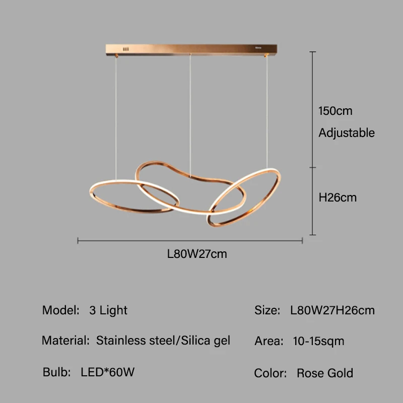 Modern Rose Gold Circle LED Chandeliers Home Dining Room Decoration Lamp Indoor Bar Ligthing Hanging Pendant Fixtures Luminairea kitchen chandelier Chandeliers