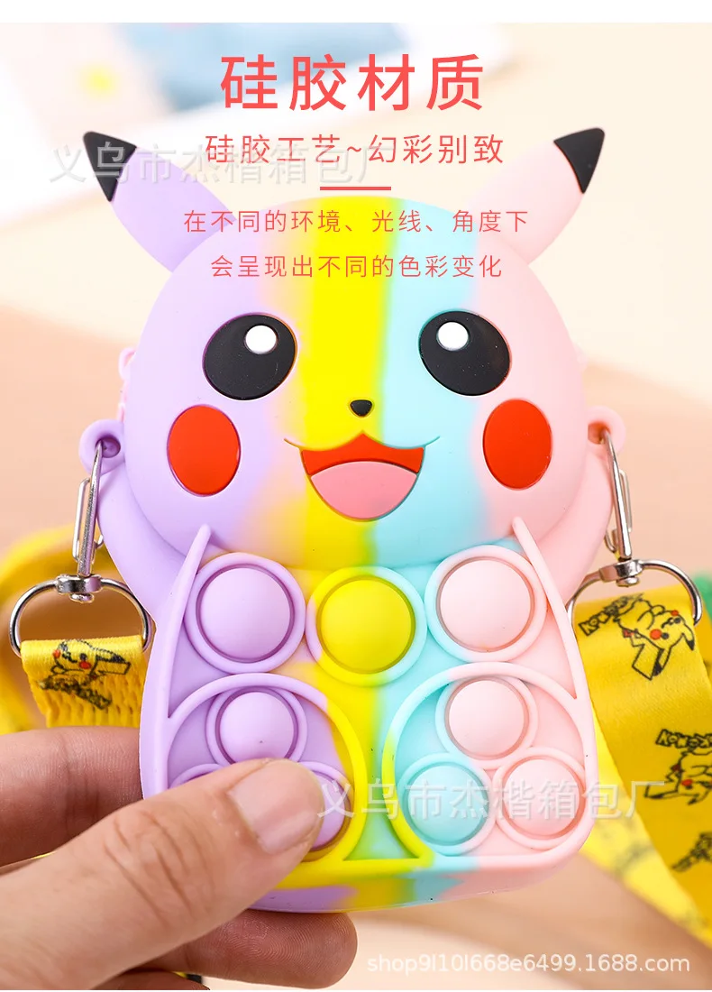 stress squeeze toy POKEMON Pikachu Anime Figure Popping Its Messenger Bag Push Bubble Storage Bags Birthday Party Girls Culture Gift mochi's fidget toys