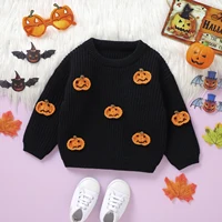 Ma&Baby 6M-3Y Halloween Newborn Infant Toddler Baby Girl Boy Sweaters Pumpkin Embroidery Knit Warm Pullover Fall Costumes 6