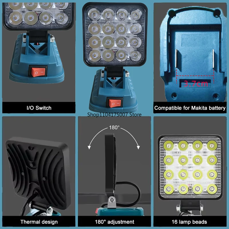 Makita 14.4V-18V 리튬 이온 배터리 랜턴 야외 손전등 4 인치 무선 LED 작업 조명 캠핑 램프 비상 조명