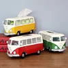 Bus Model Figurines Retro Car Tissue Holder Dustproof Napkin Storage Box Paper Case Ornament for Office Home 3