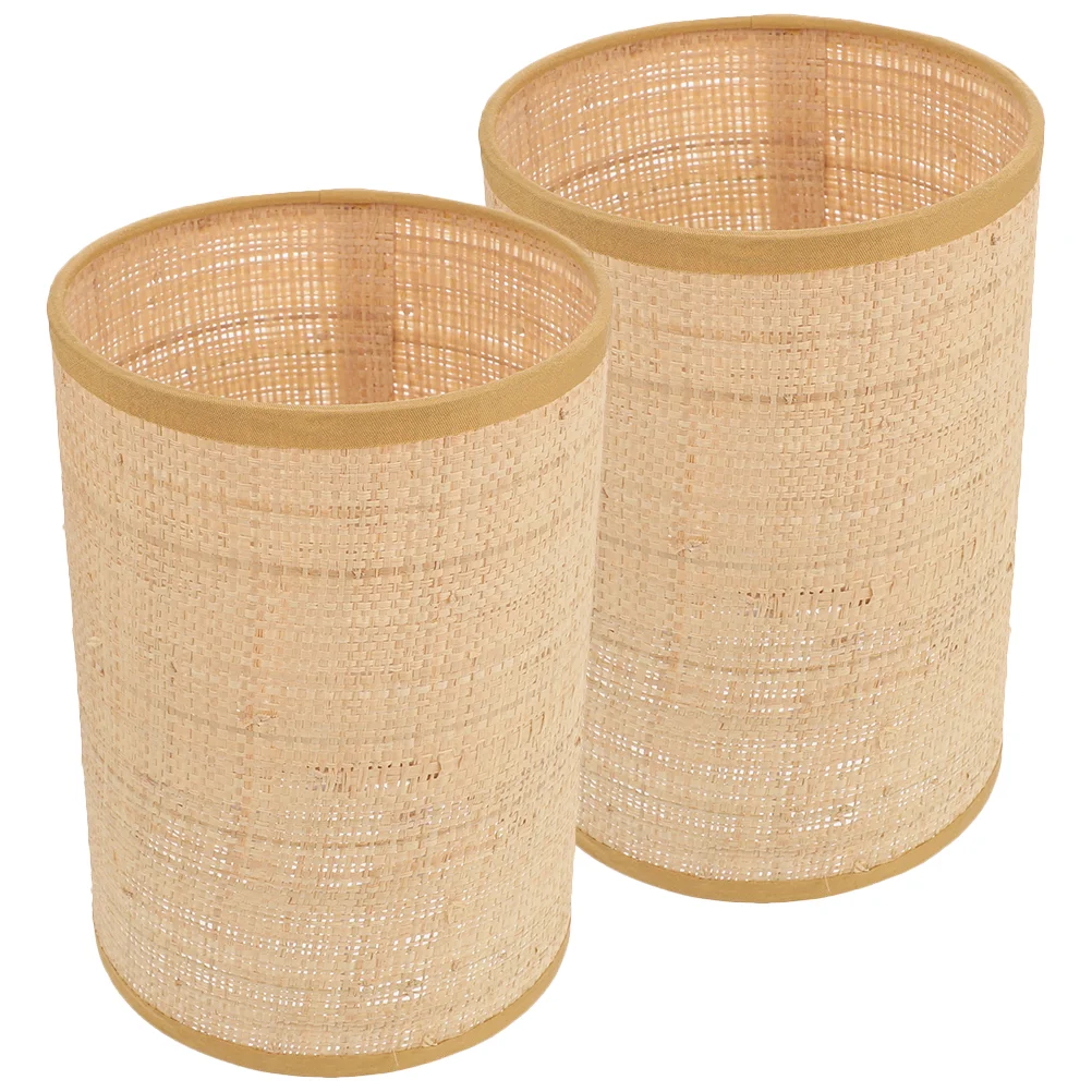 

2 Pcs Lamp Shade Rattan Shades for Table Lamps Floor Small Unique Long Holder Metal Modern