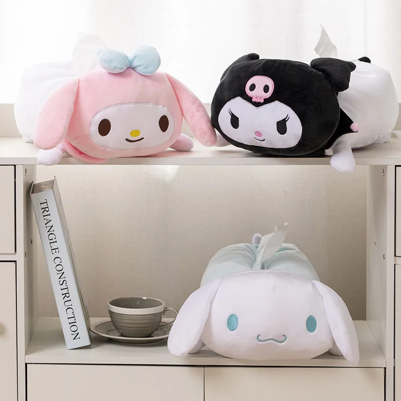 

Cute Sanrio Plush Doll Tissue Holder Hello Kittys Accessories Kawaii Anime Household Car Tissue Box Storage Toys for Girls Gift