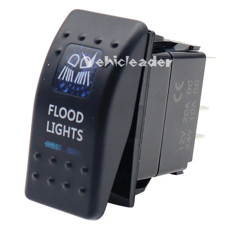 Waterproof Dual Blue LED Rocker Switch for Vehicle and Marine Use