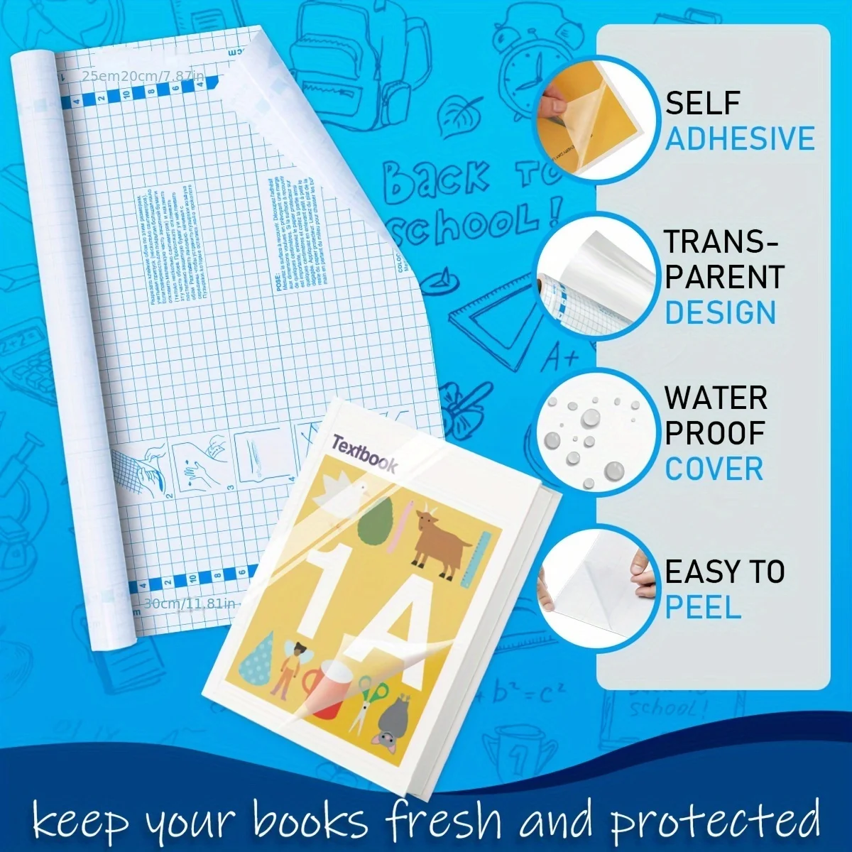 Clear Self-Adhesive Book Cover Contact Paper 5