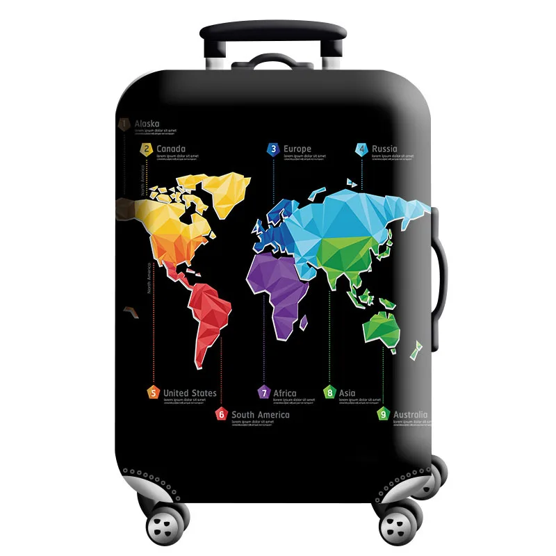 thumbnail image 1 of Funda protectora de equipaje con diseño de mapa del mundo, elástica y gruesa, con cremallera, para maletas de 18 a 32 pulgadas, fundas para carrito, accesorios de viaje, 1 of 5