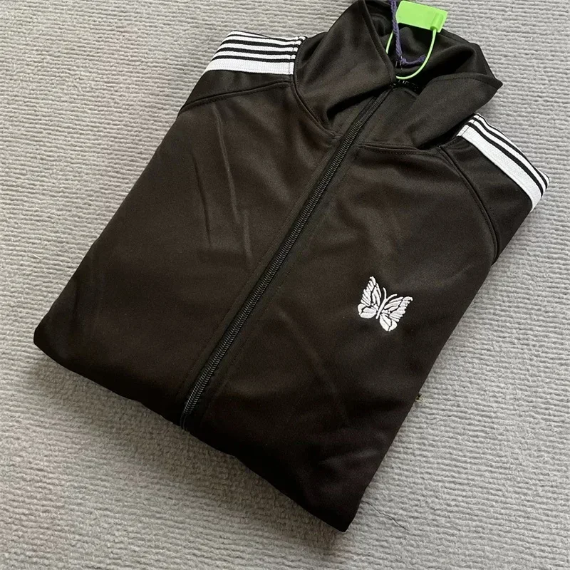 24ss Classic Butterfly Embroidery AWGE Stripes Jackets Men Women High Quality Jacket Nee dles Green Track Jacket 5