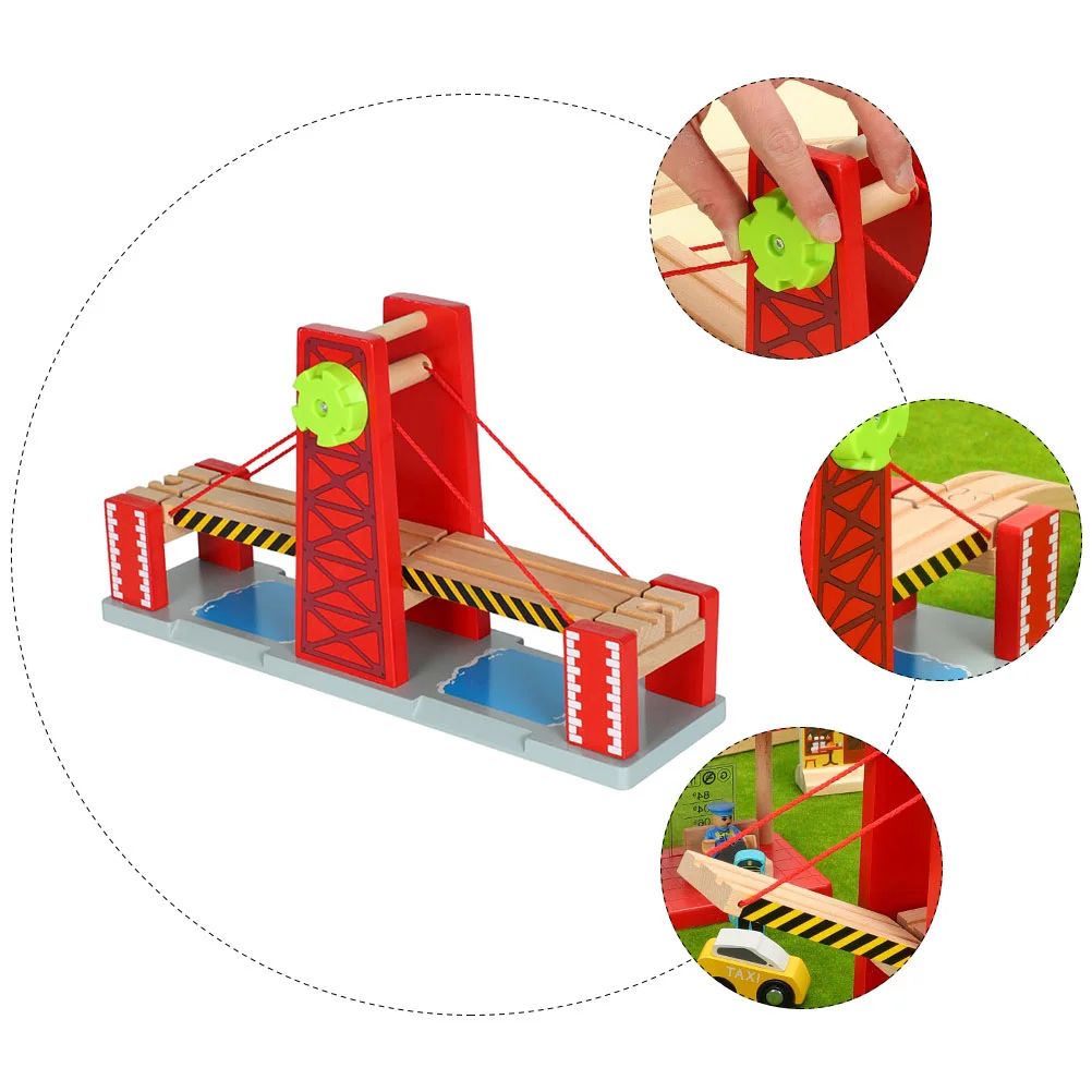 Train Track Tracks Railroad Suspension Bridges Red DIY Drawbridge Toys Child