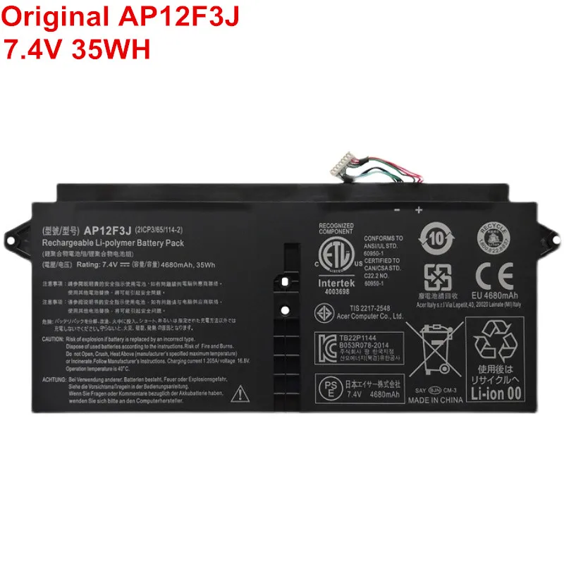 

7.4V 35WH New Genuine AP12F3J Notebook Polymer Battery For Acer Aspire 13.3" Ultrabook S7 S7-391 S7-391-6413 S7-391-6468 Laptop