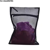 Hot 1pc Black Clothes Washing Machine Laundry Bag With Zipper Nylon Mesh Net Bra Cleaning Washing Bag 2