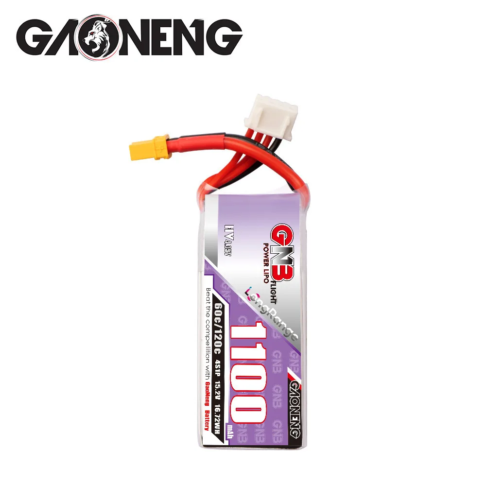 Batterie Lipo GNB 15.2V 1100mAh 60C 4S 1P pour RC Drone Voiture Avion