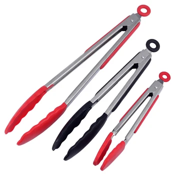 Silicone BBQ Grigliare Pinza Cucina Cottura Insalata Pane Servire Pinza Antiaderente Barbecue Clip Morsetto Strumenti In Acciaio Inox Gadget 1