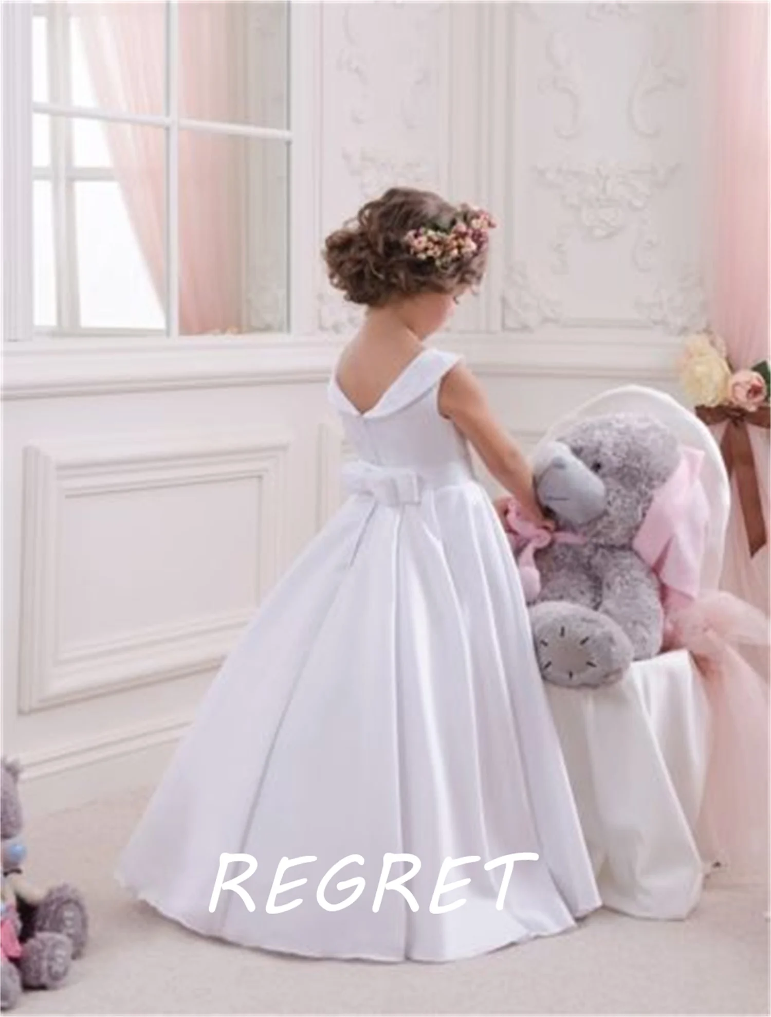 

Flower Girl Dresses For Wedding Junior Bridesmaid Vintage Kids Evening Birthday Party Princess Gown Lolita First Communion