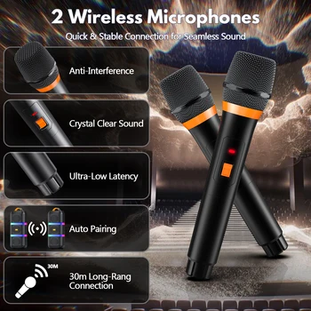 JYX Wireless Speaker, Portable Bluetooth Speaker, Karaoke Machine with 2 Microphone, LED Party Light 5