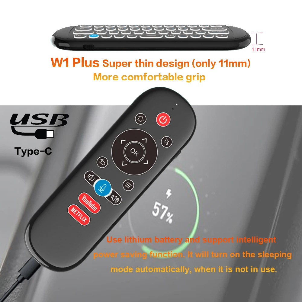 Enhanced Air Mouse Remote Control with 2.4G RF Wireless Mini Keyboard & Smart Gyroscope - Featuring Anti-loss IR Technology