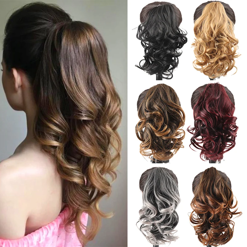 

New Concubine Synthetic Natural Ponytail Extensions Claw Clip Drawstring False Pigtail Curly Wavy My Little Pony Clip-on Hair