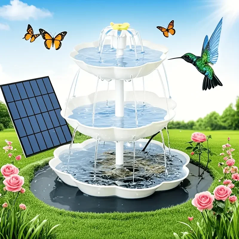 Solar-Powered Garden Fountain & Bird Bath 2
