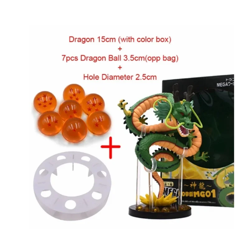 DBZ 애니메이션 Shenlong 피규어 세트 Esferas Del Dragon 및 7 별 드래곤 크리스탈 공 3.5cm 선반 입상 컬렉션 모델 완구