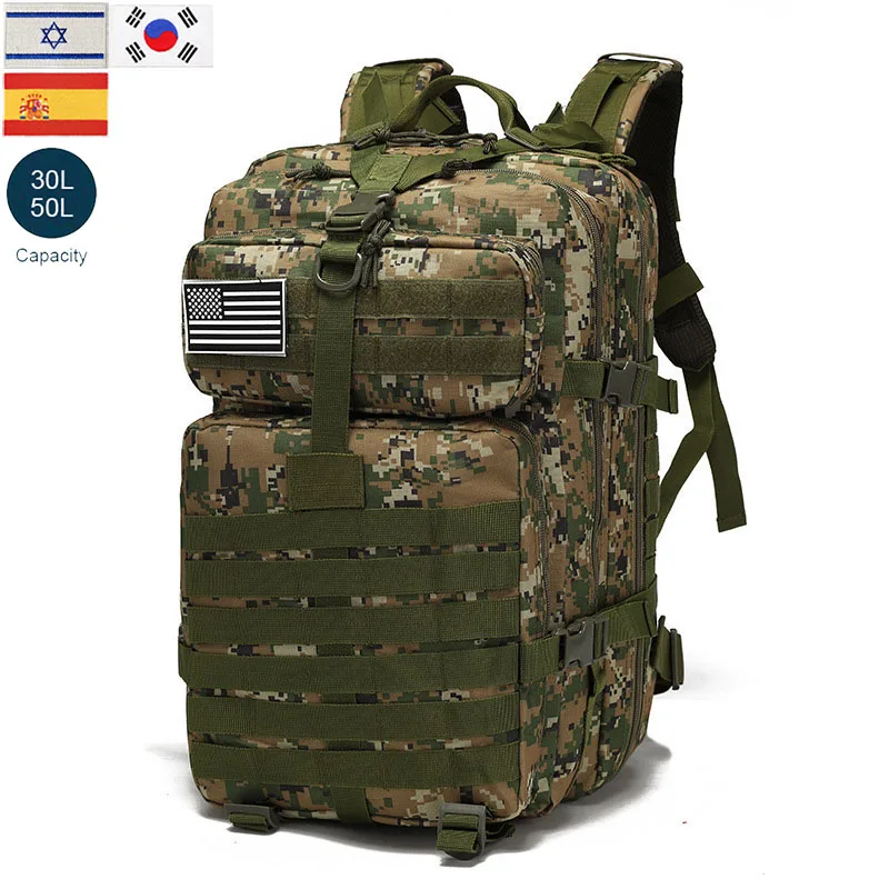 

1000D Nylon Tactical Backpack for Men 30L or 50L Outdoor Sports Waterproof Bag Military Hunting Knapsack Hiking Camping Rucksack