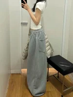 Y2K Streetwear Gray Sweatpants Woman Korean Oversized Loose All Match Sports Pant High Waist Drawstring Casual Wide Leg Trousers - Image 6