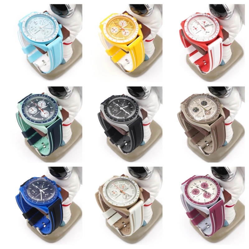 Cinturini Per Orologi In Silicone Per Swatch Omega Moons-Watch Planet Band Bracciale In Gomma Doppio Colore Sport Diving Bracciale 18/20/22/24Mm