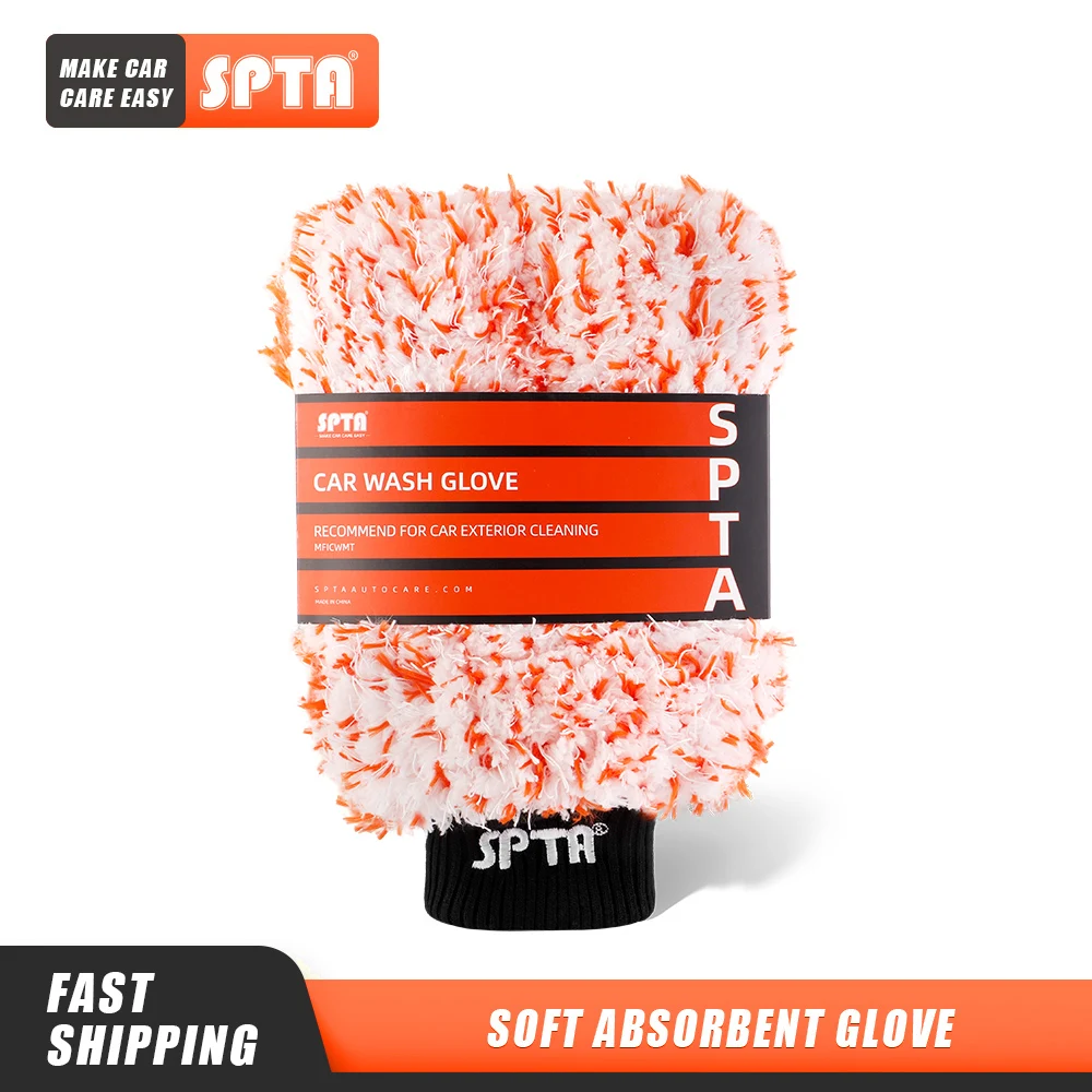 1Pc SPTA Car Wash Mitt Microfiber Washing Gloves for Effective Washing Machine Washable Lint Free Scratch Free